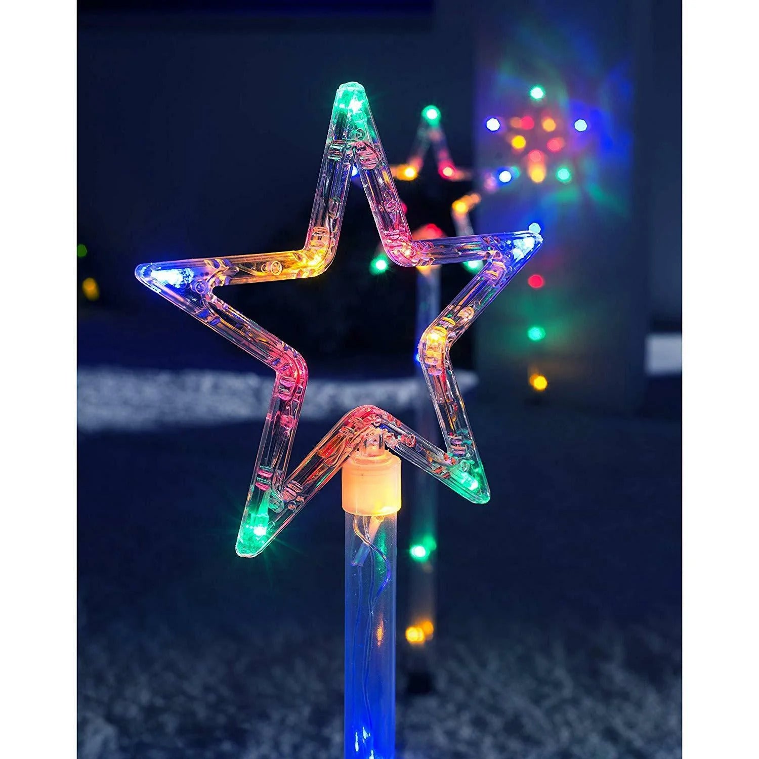 4 LED Solar Star Pathway Multicolour Lights