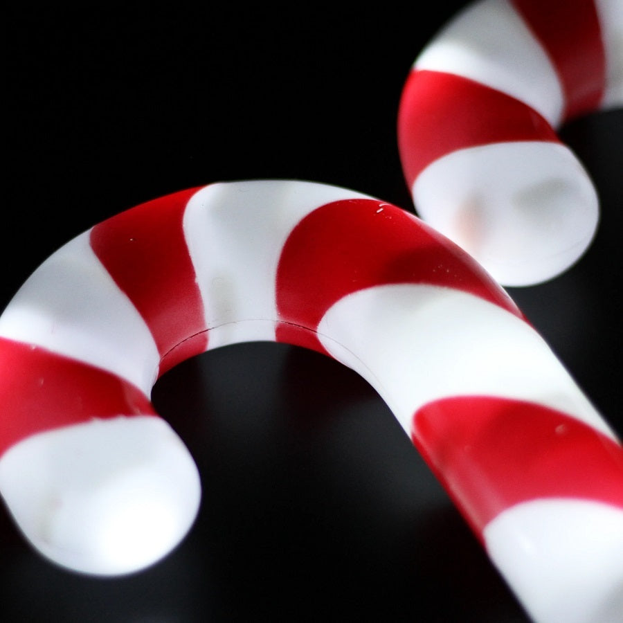 Set of 6 LED Candy Cane Stakes Dual Power Solar/Plugin