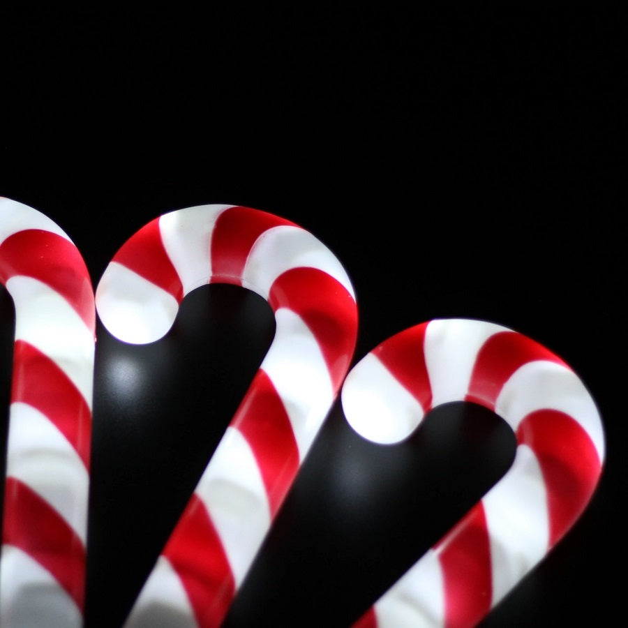 Set of 6 LED Candy Cane Stakes Dual Power Solar/Plugin