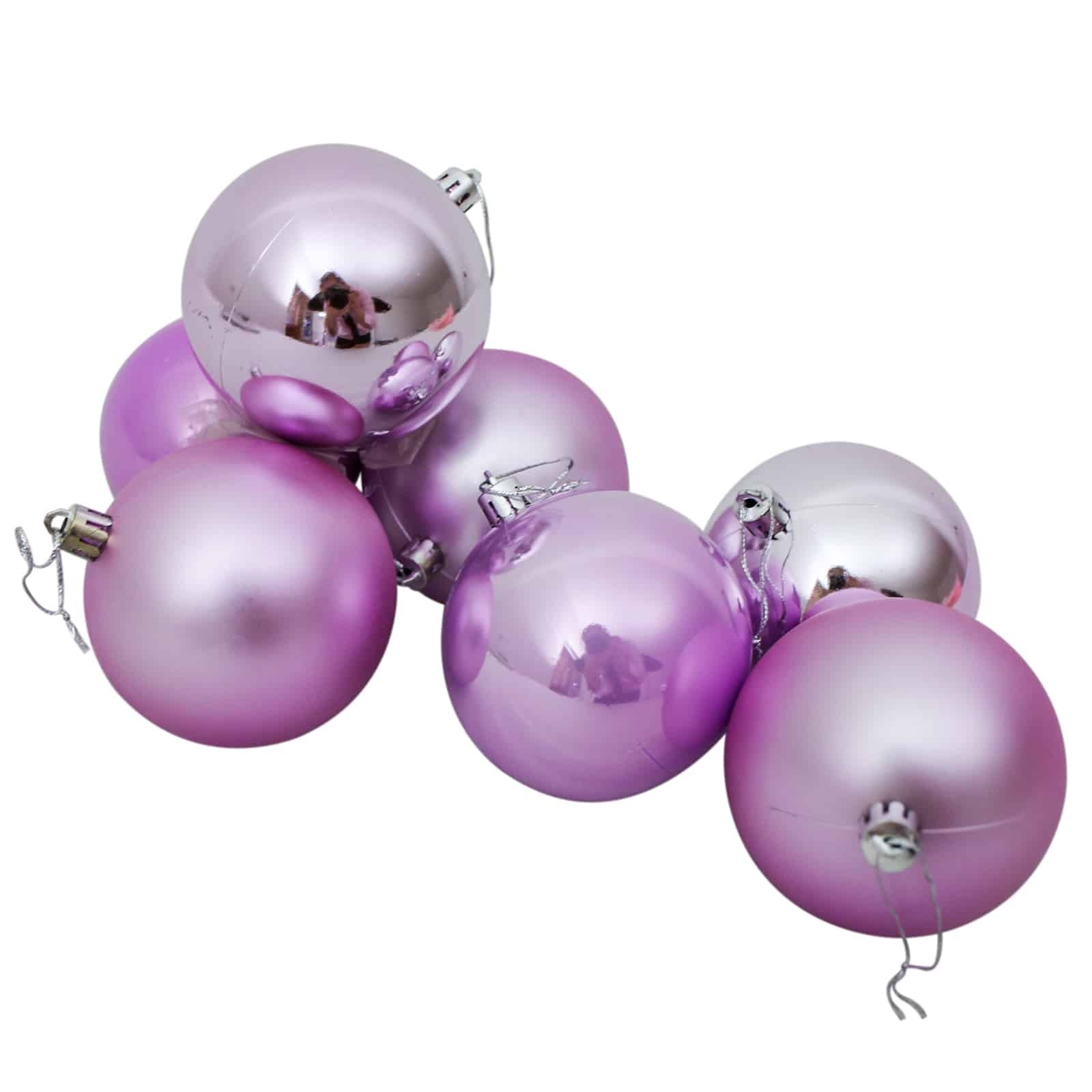 80mm Christmas Baubles Light Purple 45 Balls Gloss Pearl Matt