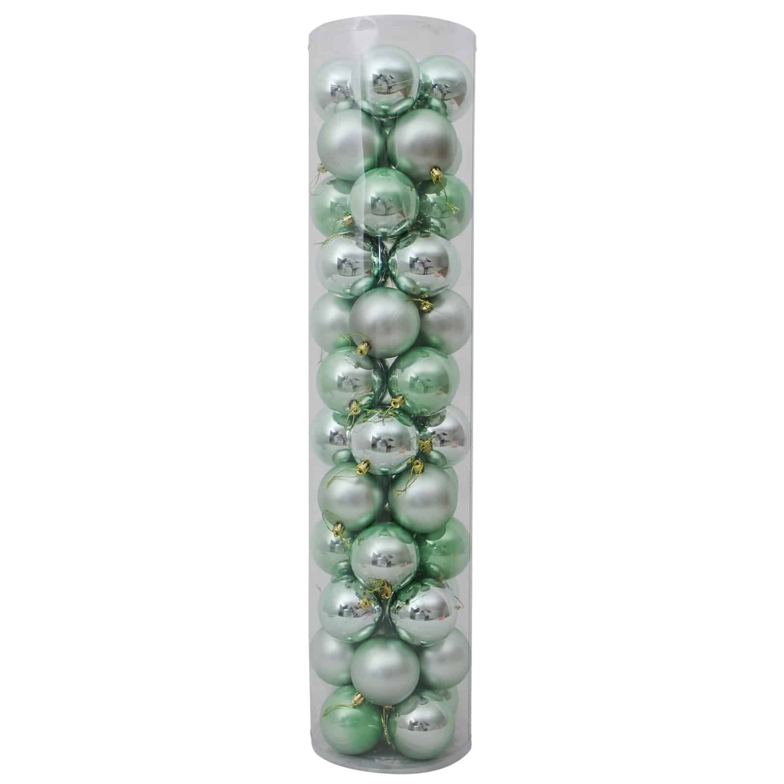 80mm Christmas Baubles Mint 45 Balls Gloss Pearl Matt