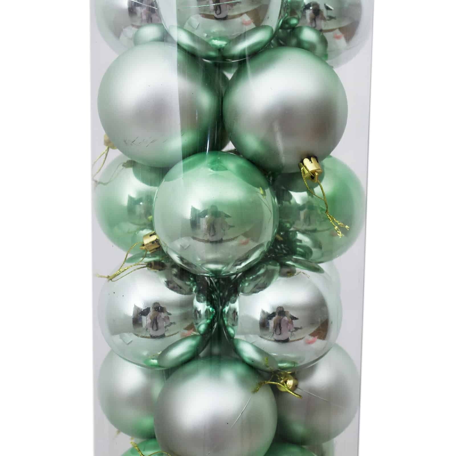 80mm Christmas Baubles Mint 45 Balls Gloss Pearl Matt
