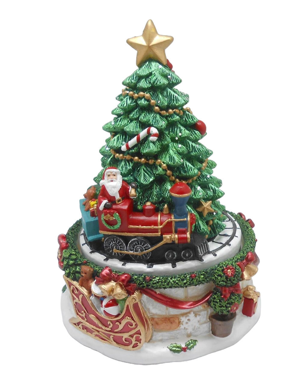 Santa with Christmas Tree & Train 15cm