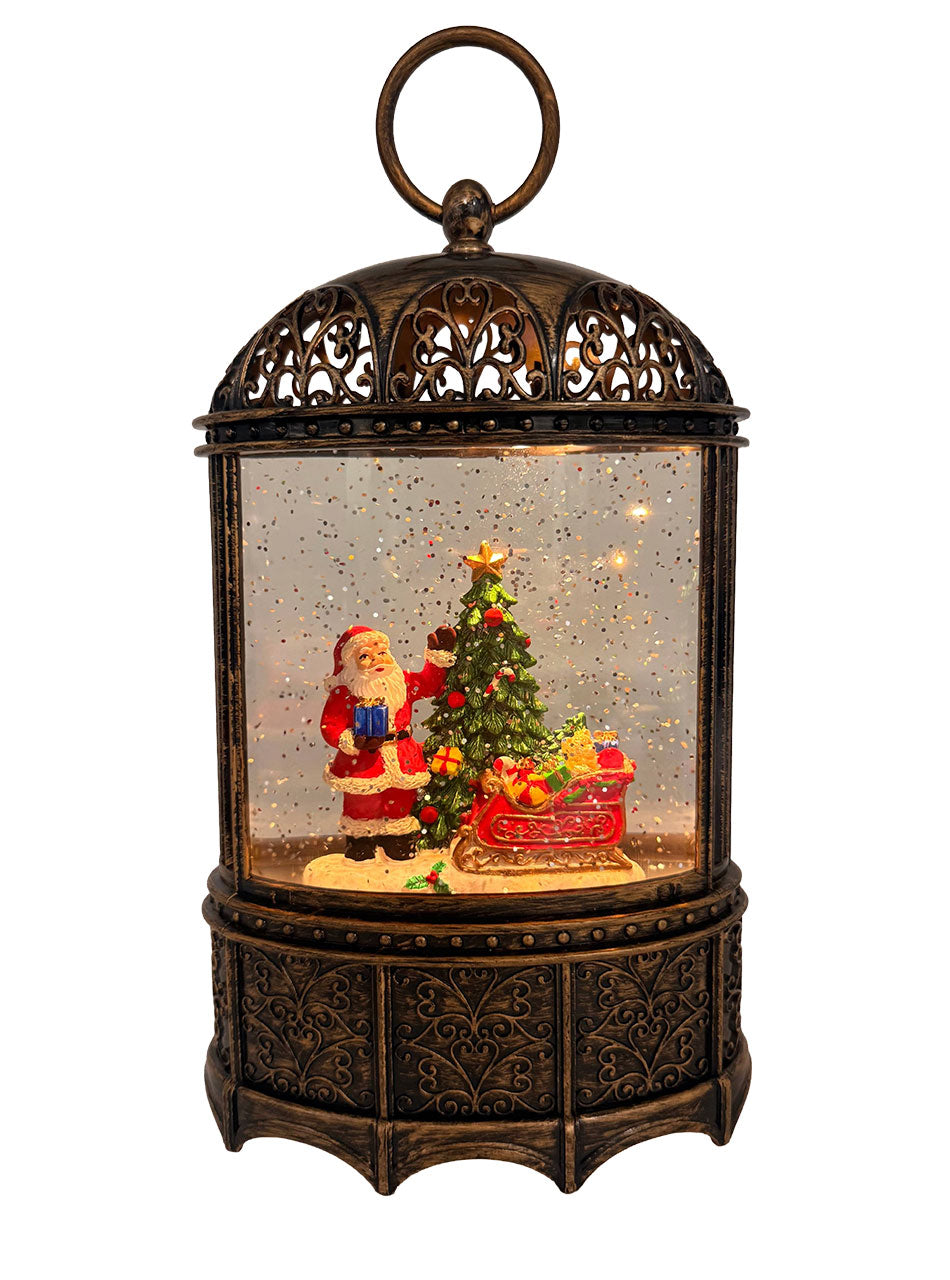 Christmas Santa and sleigh LED Water Globe with Music Brushed Gold