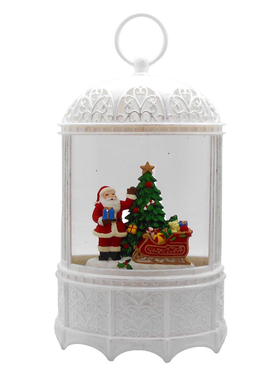 Christmas Santa and sleigh LED Water Globe with Music White
