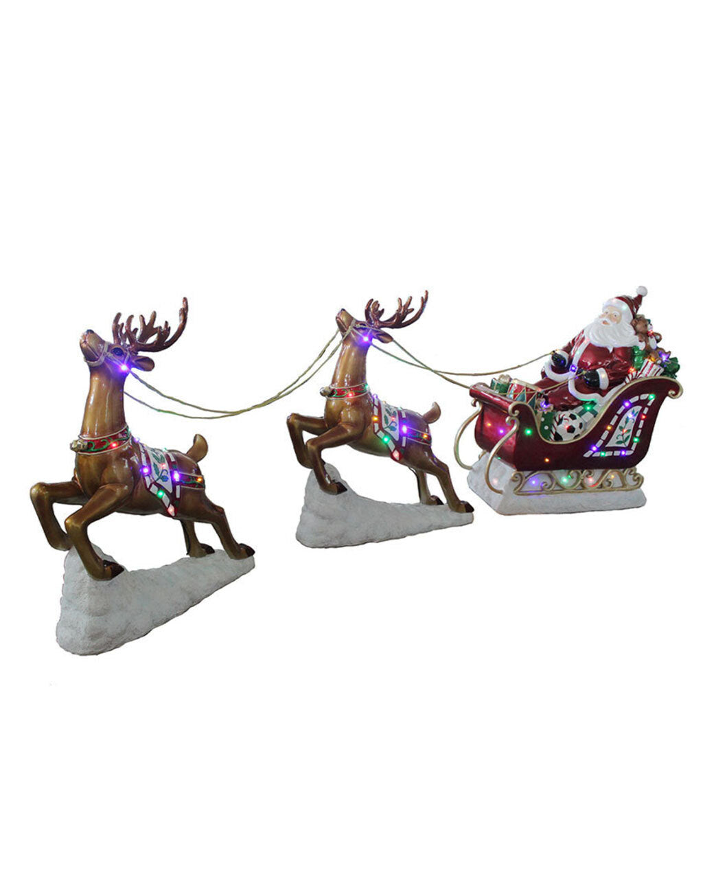 LED Musical Santa Sleigh And Reindeer 300cm
