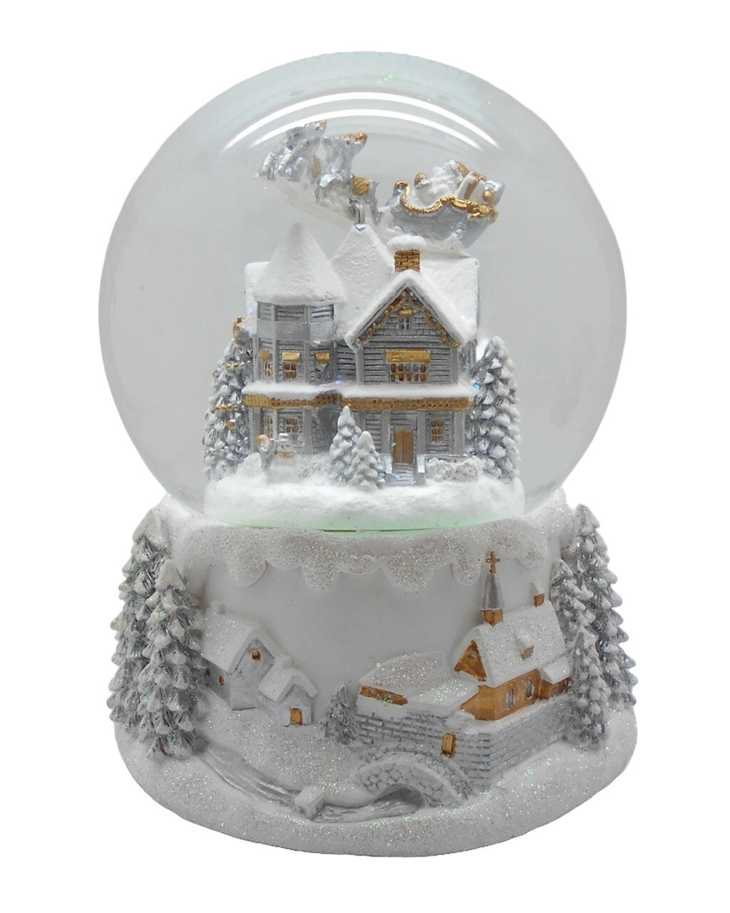 White and Silver Musical Snowglobe 12cm
