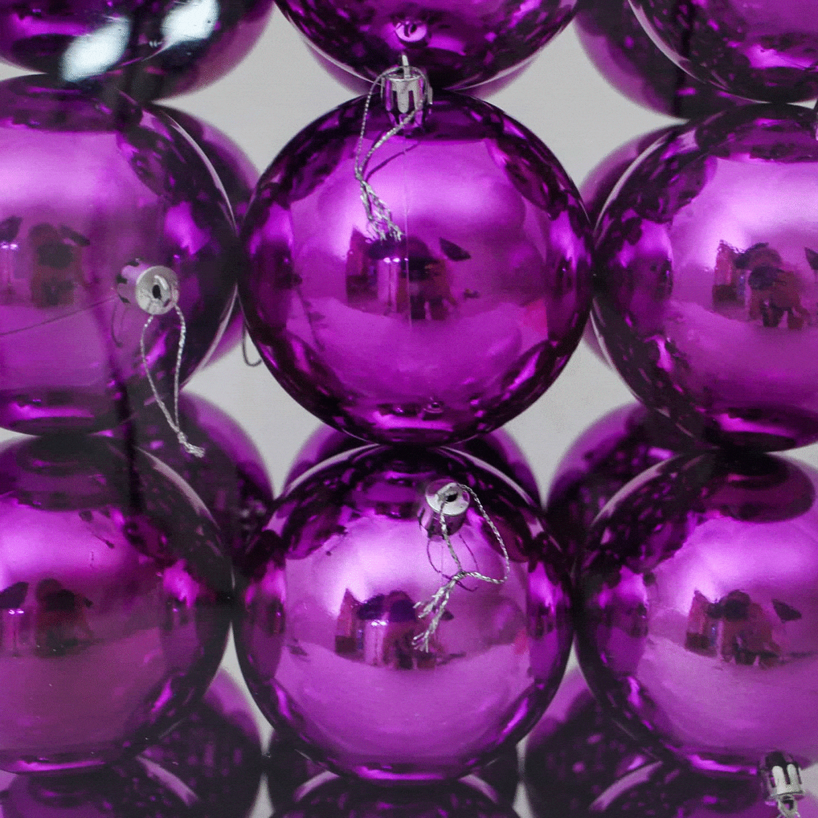 100mm Christmas Baubles Purple 24 Balls Gloss