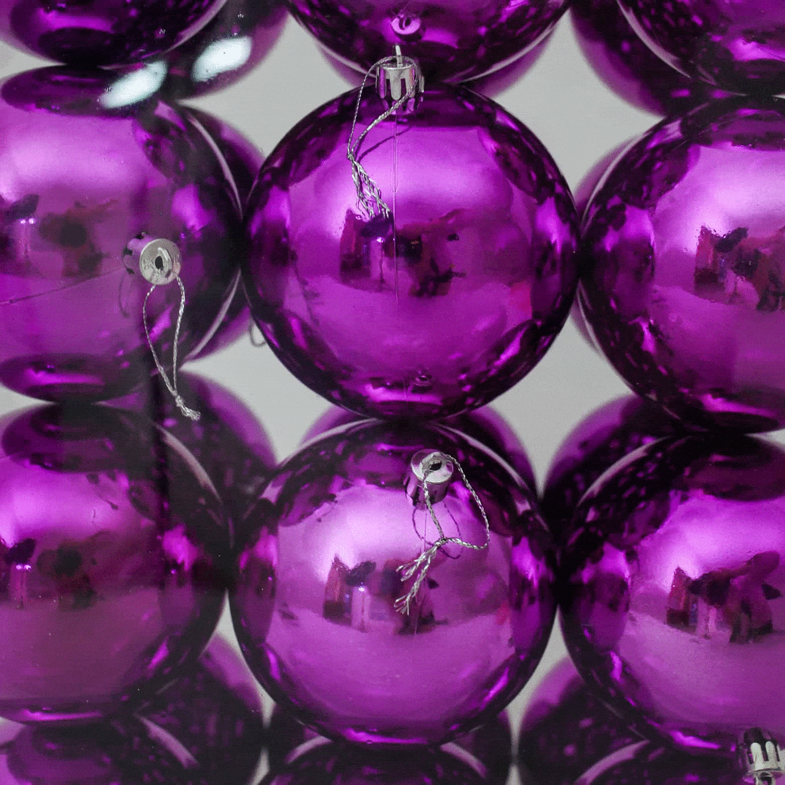 100mm Christmas Baubles Purple 24 Balls Gloss