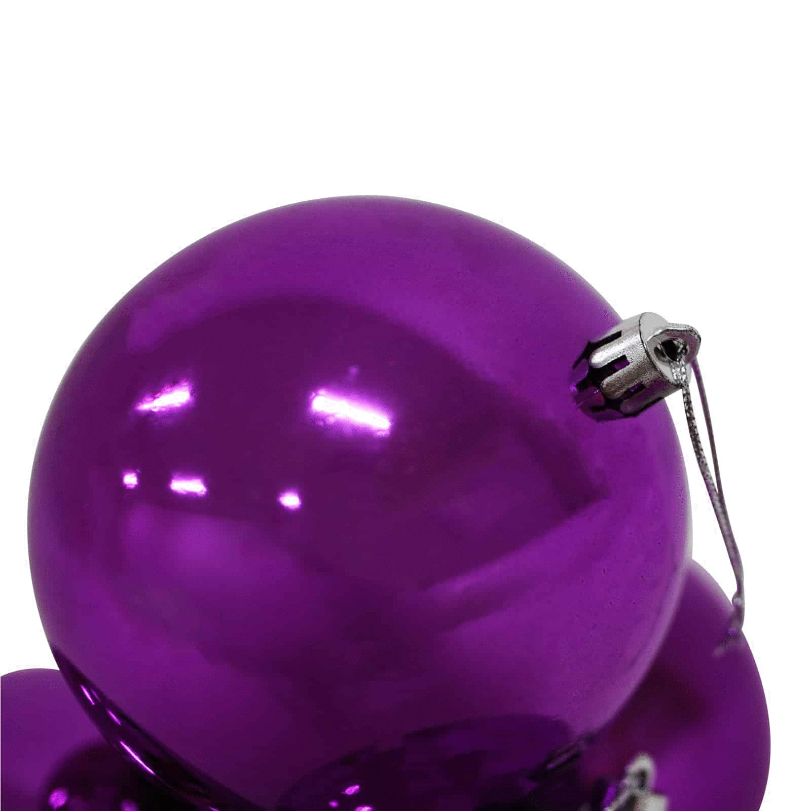 100mm Christmas Baubles Purple 24 Balls Gloss