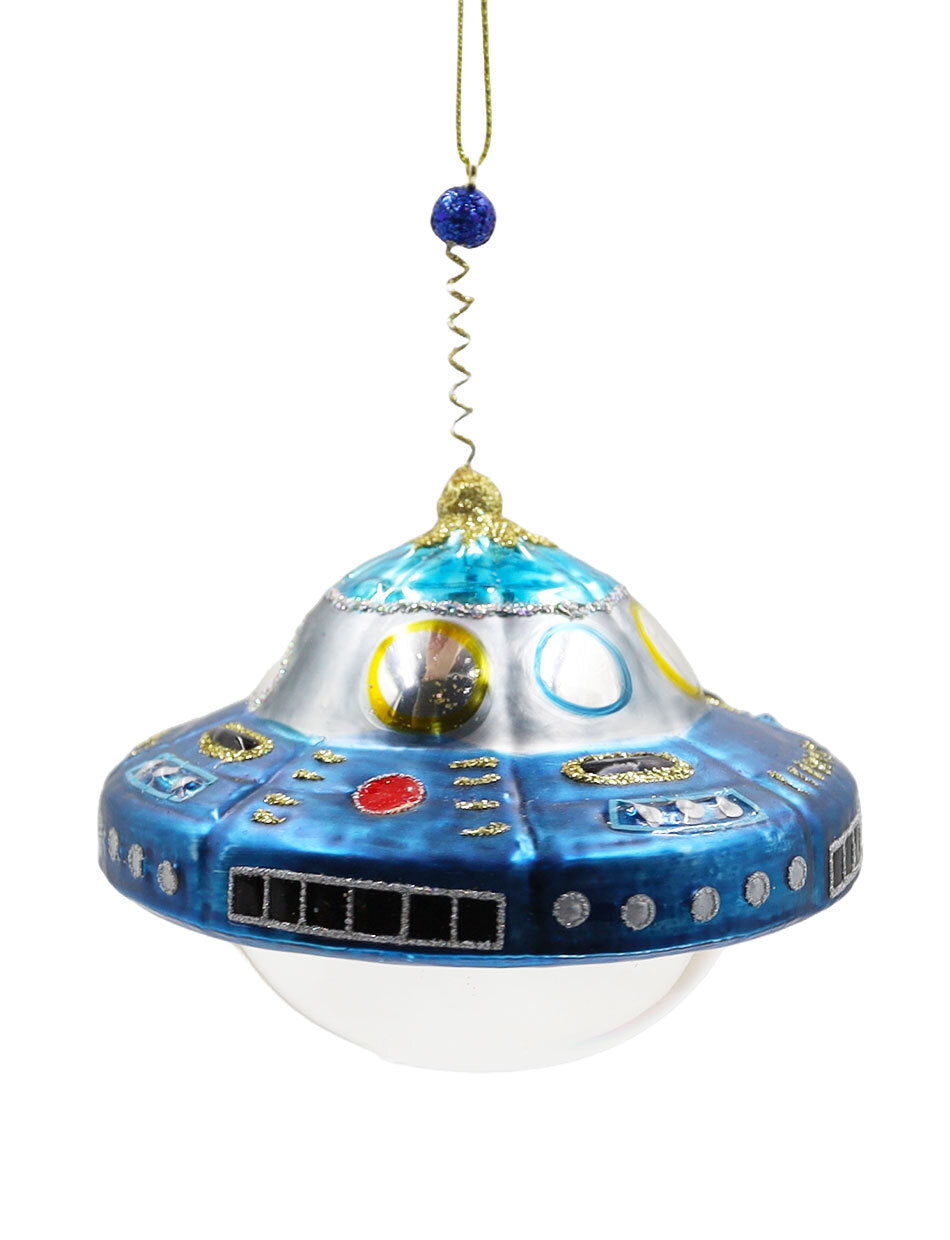 Glass UFO Hanging Decoration 12cm Wide