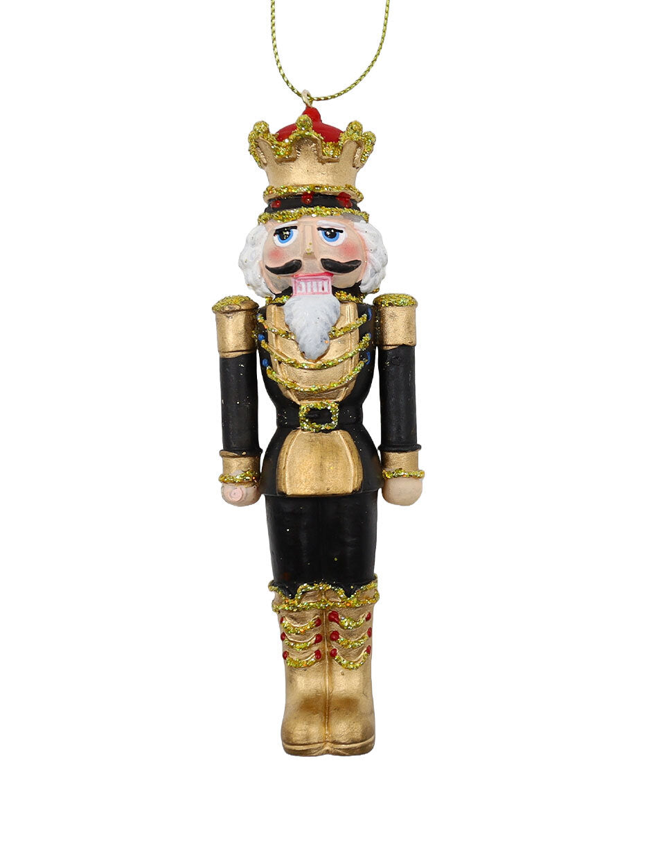 Black and Gold Nutcracker Hanging Decoration 13cm