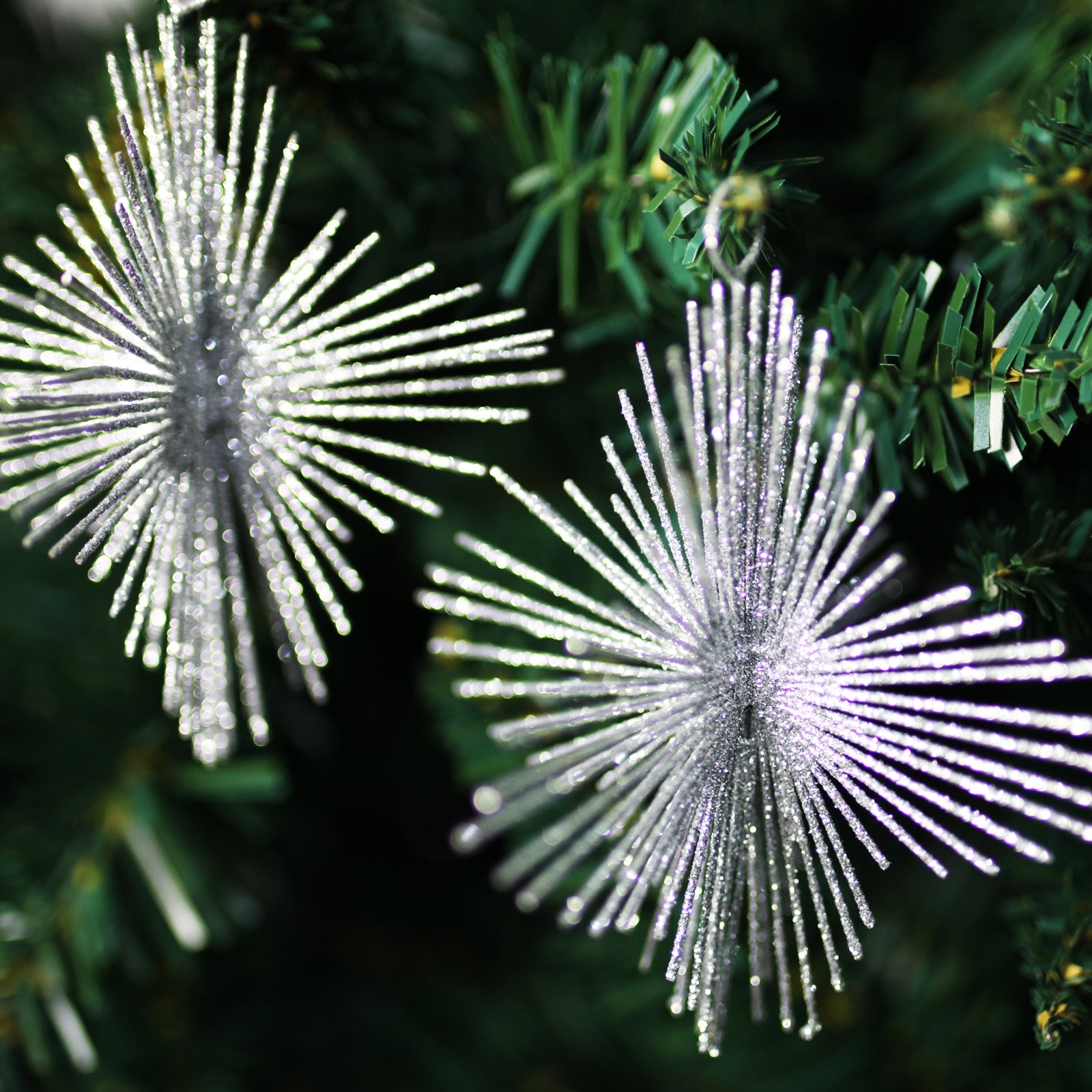 Silver Starburst Christmas Tree Decoration 12 Pack