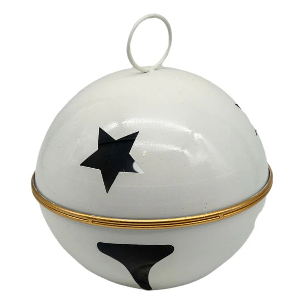 20cm White Bell with Gold Stripe