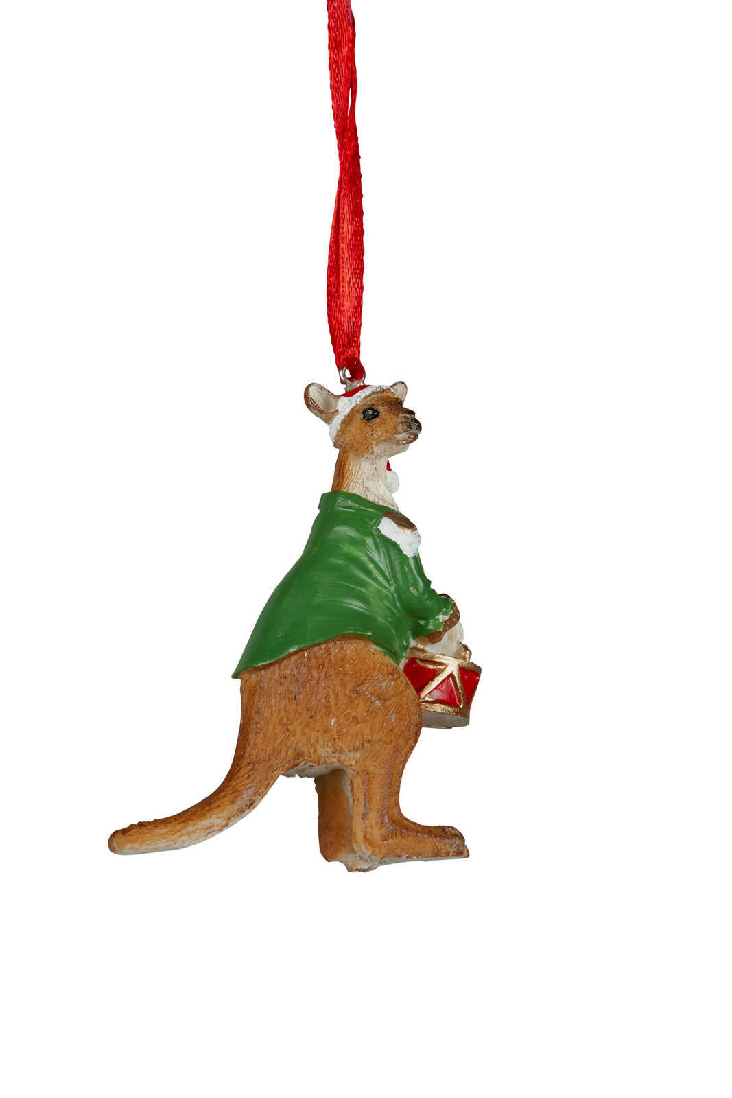 80mm Christmas Kangaroo Hanging Decoration Green