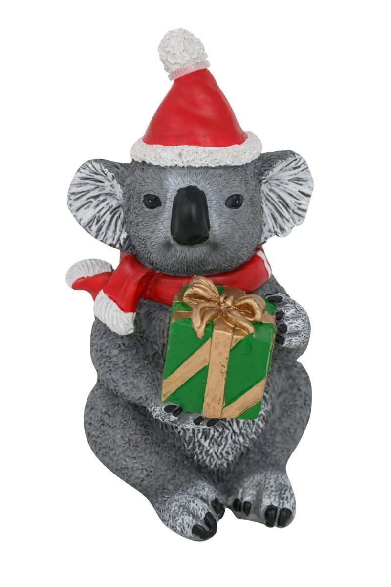 13cm Aussie Figurine Christmas Koala with Present