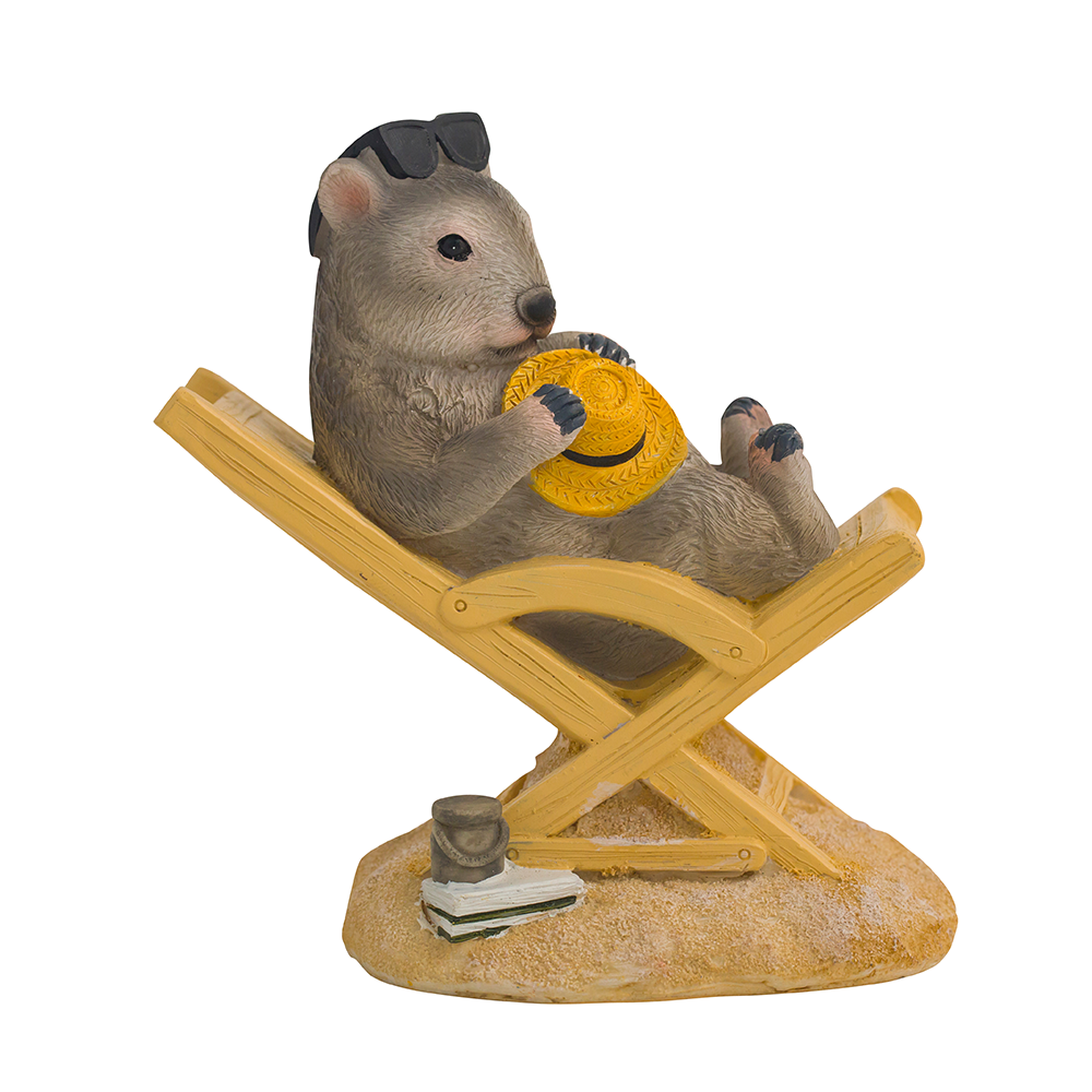 Aussie Figurine Wombat on Deck Chair 14cm