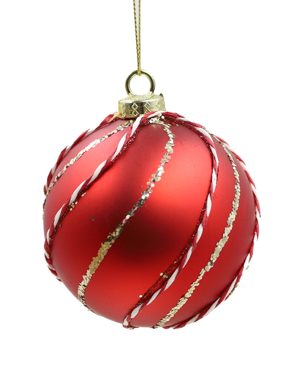 Red Swirl 80mm Individual Decorative Bauble