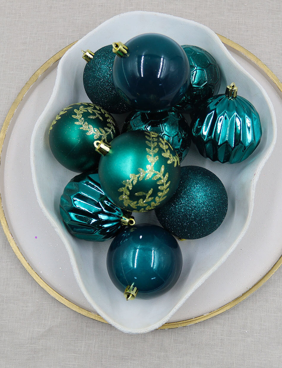 Teal Decorative Christmas Baubles 80mm 20 Pack