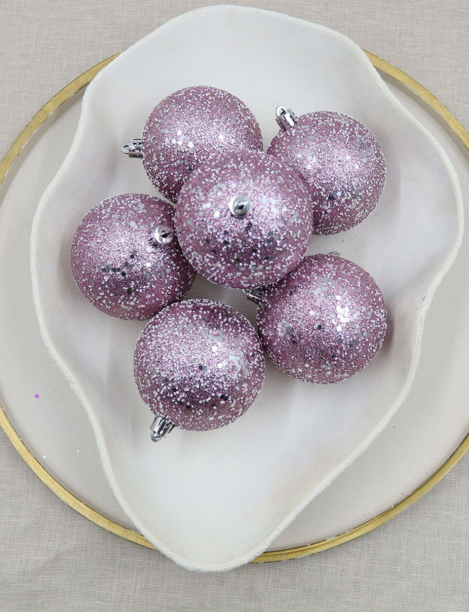 Baby Pink Sparkle baubles 6pk