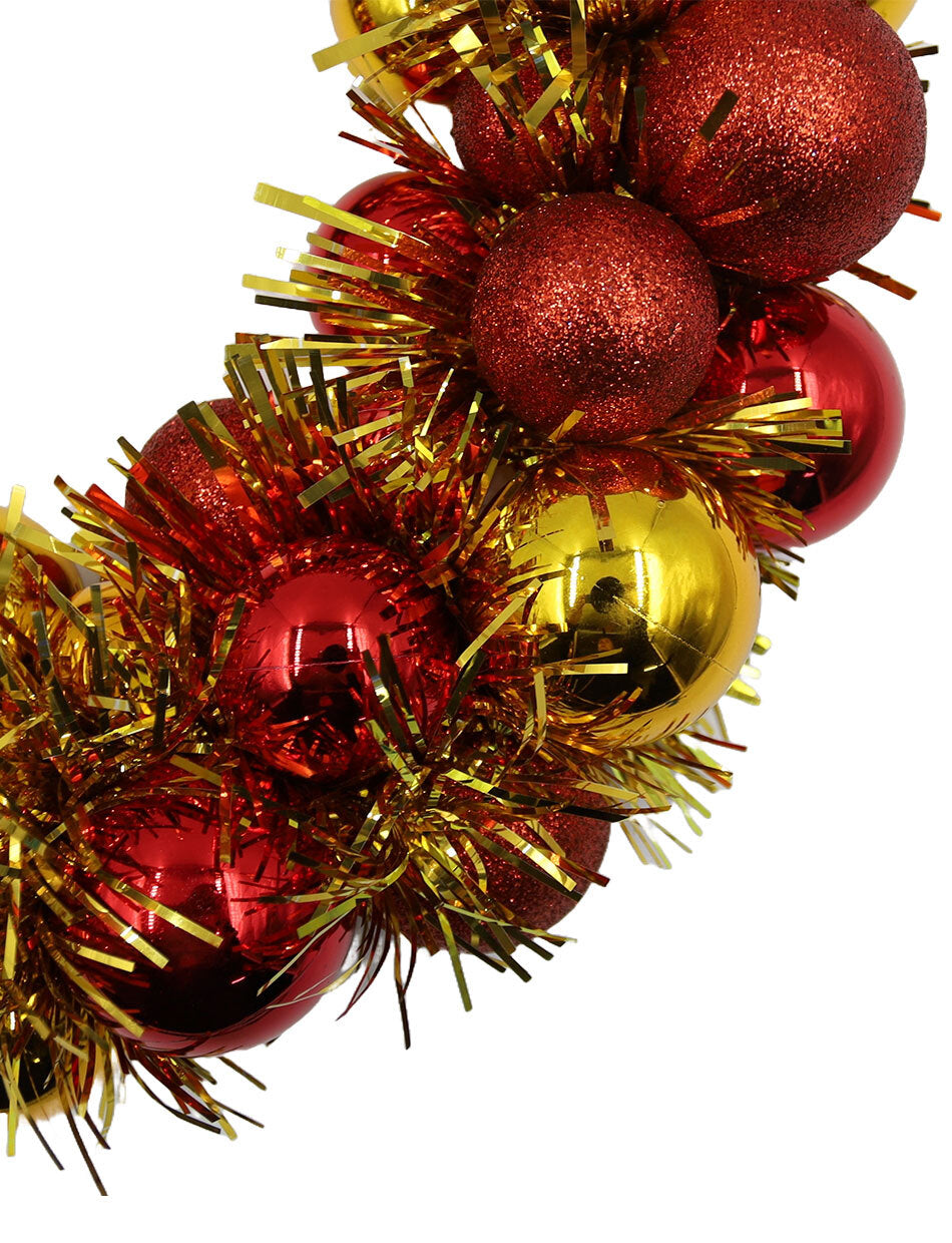 33cm Red and Gold Bauble Wreath