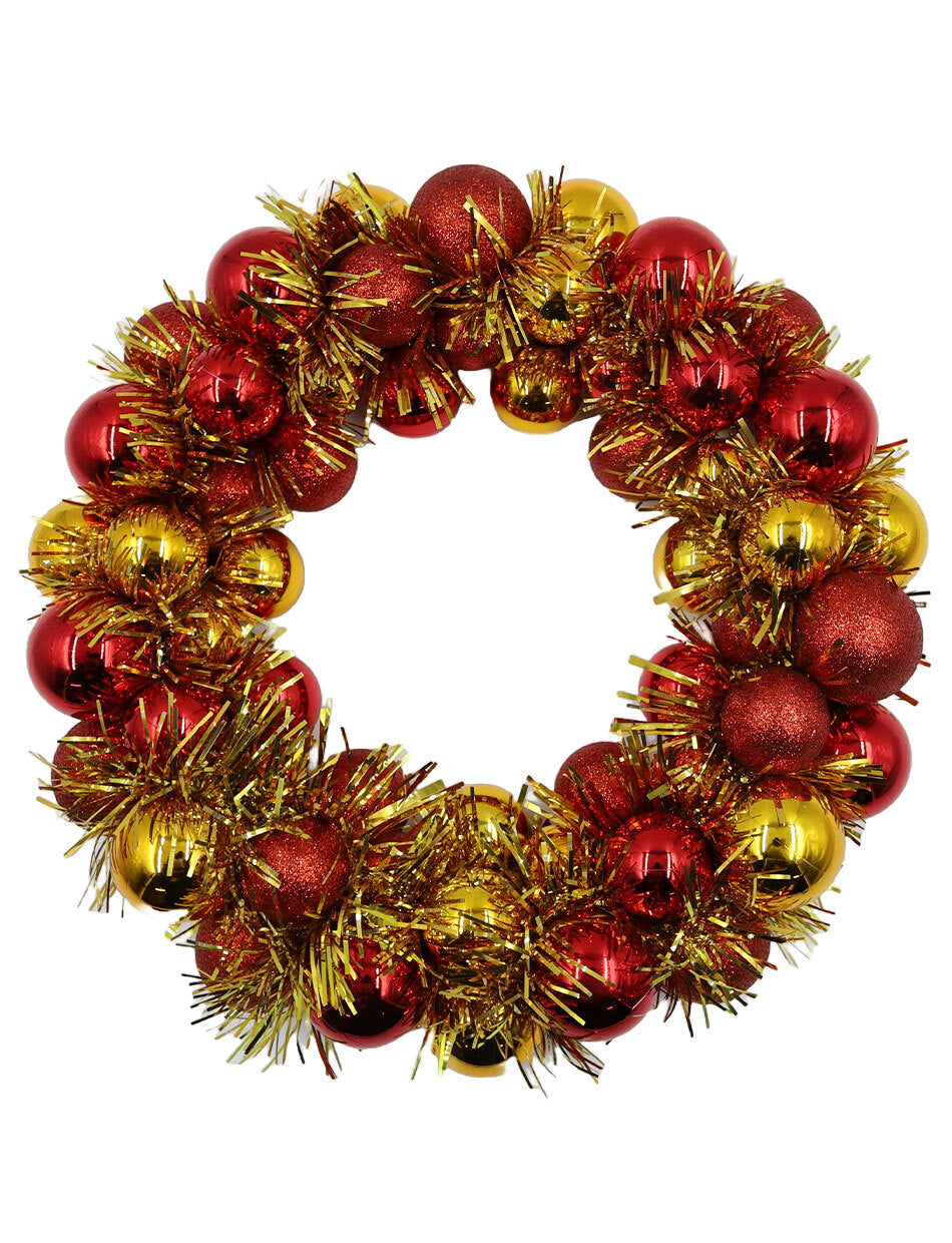 33cm Red and Gold Bauble Wreath