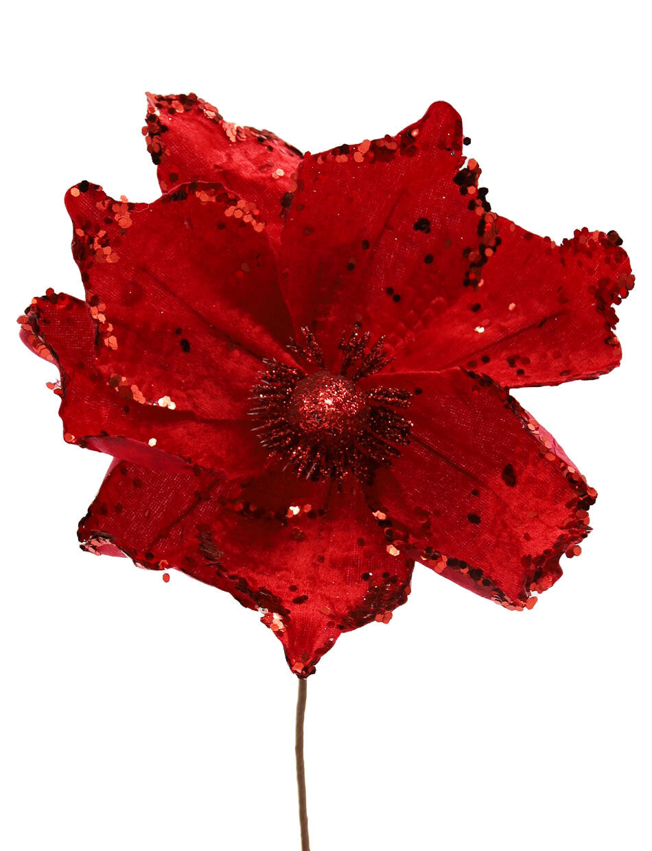 Red Flower Christmas Pick
