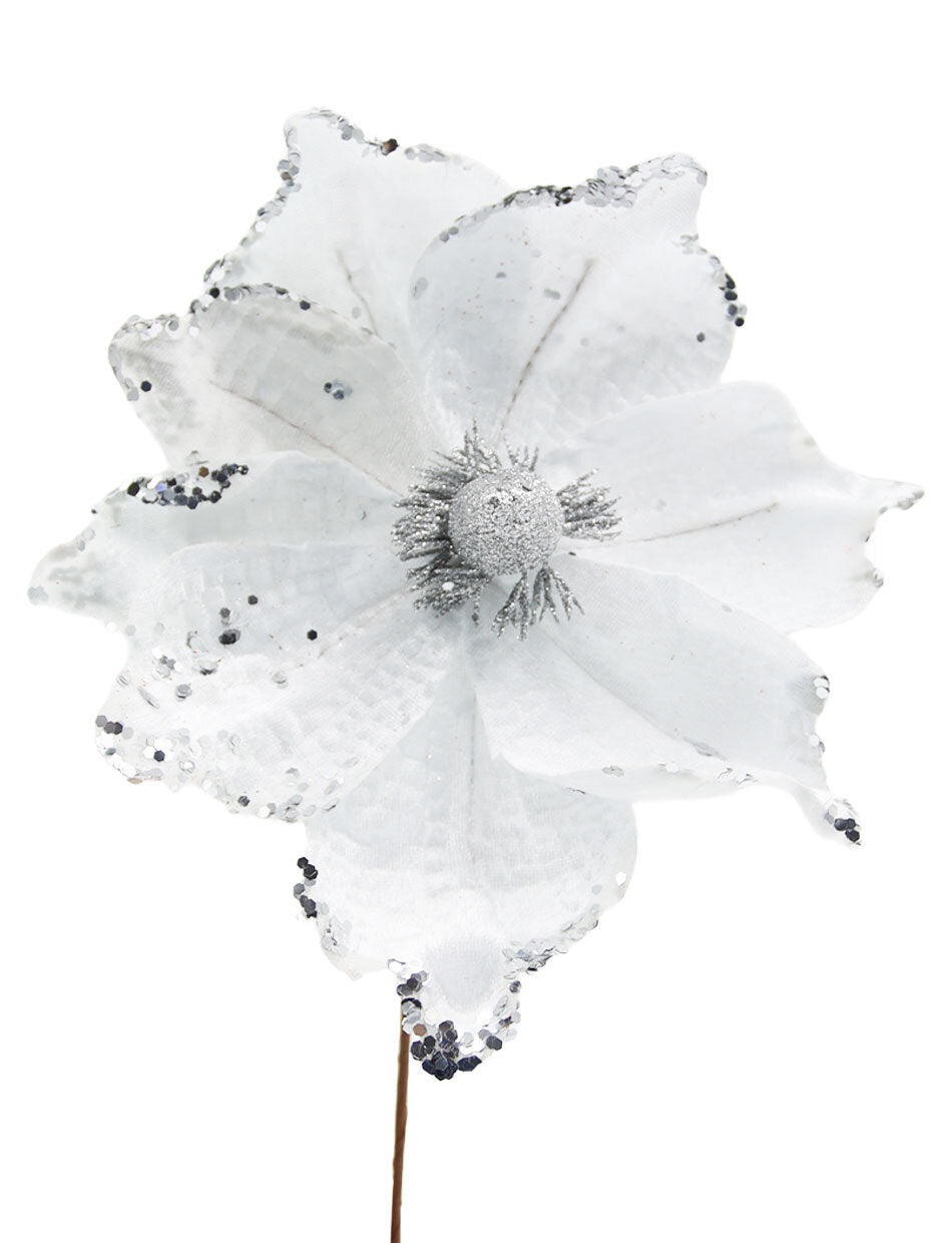 White Flower Christmas Pick