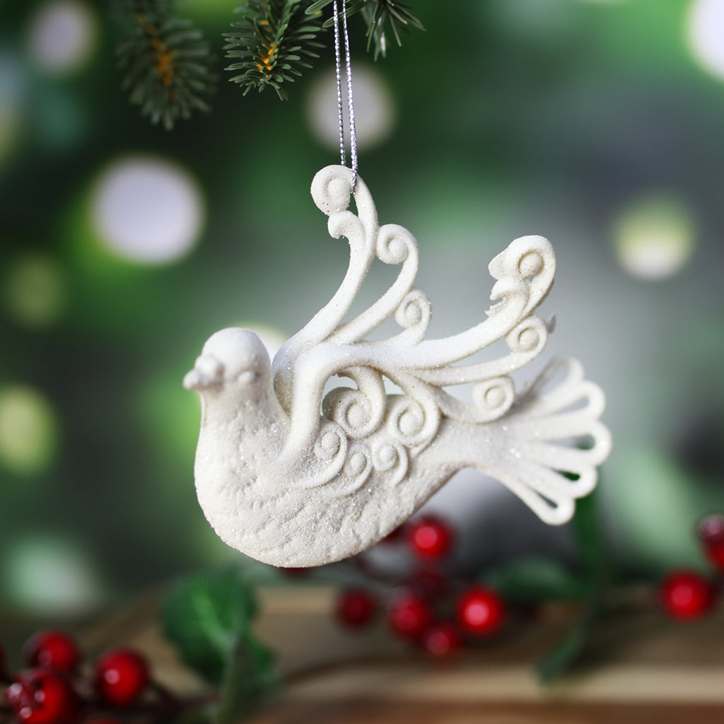 6 Christmas Hanging Ornament White Dove