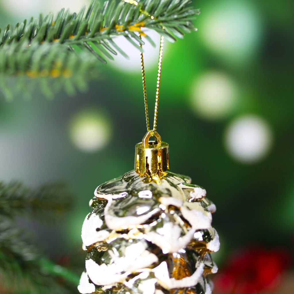Christmas Tree Pinecone Bauble 3 Pack Gold