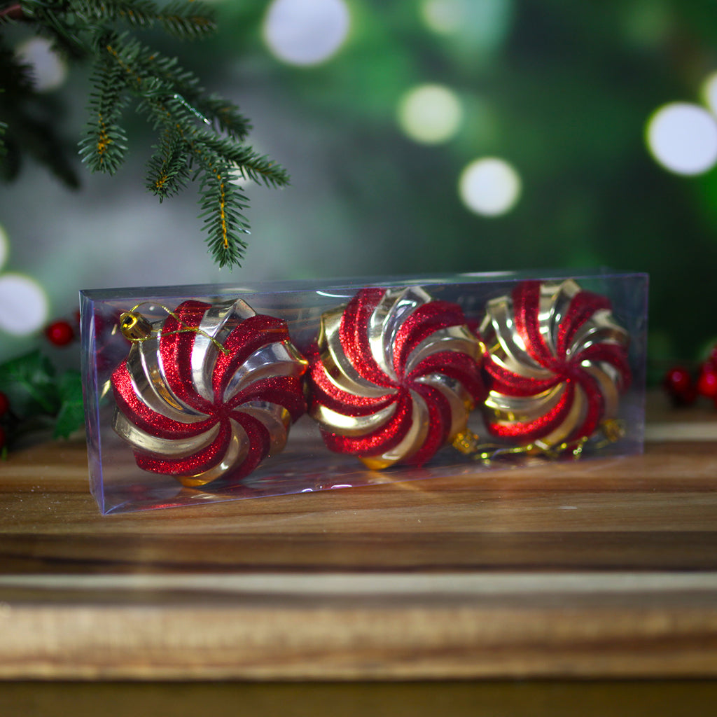 Christmas Tree Lollipop Bauble 3 Pack Red & Gold