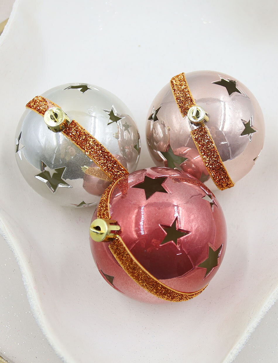 80mm Christmas Decorative Baubles Hollow Star