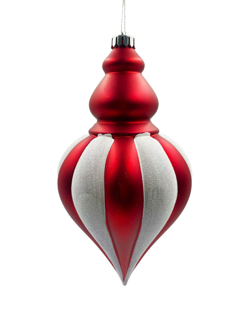 Red with White Finial Hanging Ornament 250mm