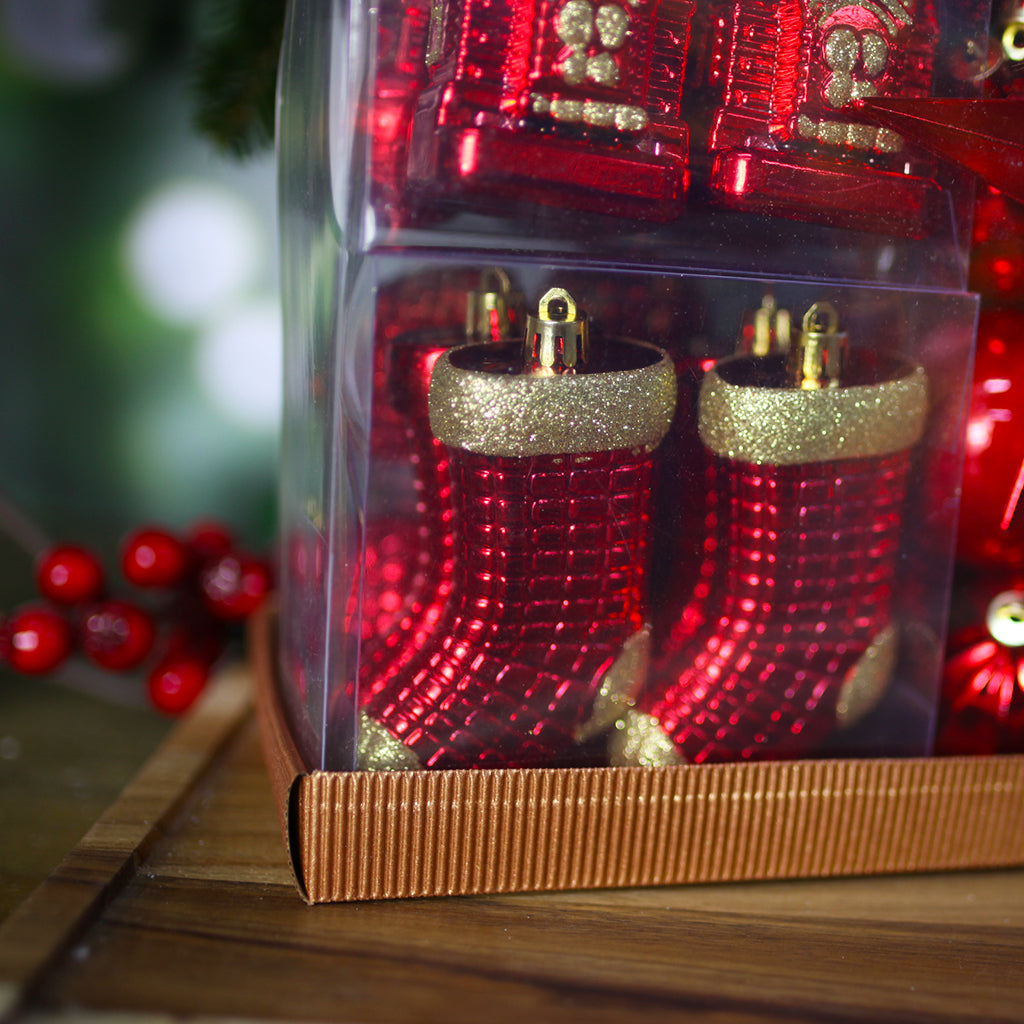 Christmas Tree Bauble 128pc Pack Red & Gold