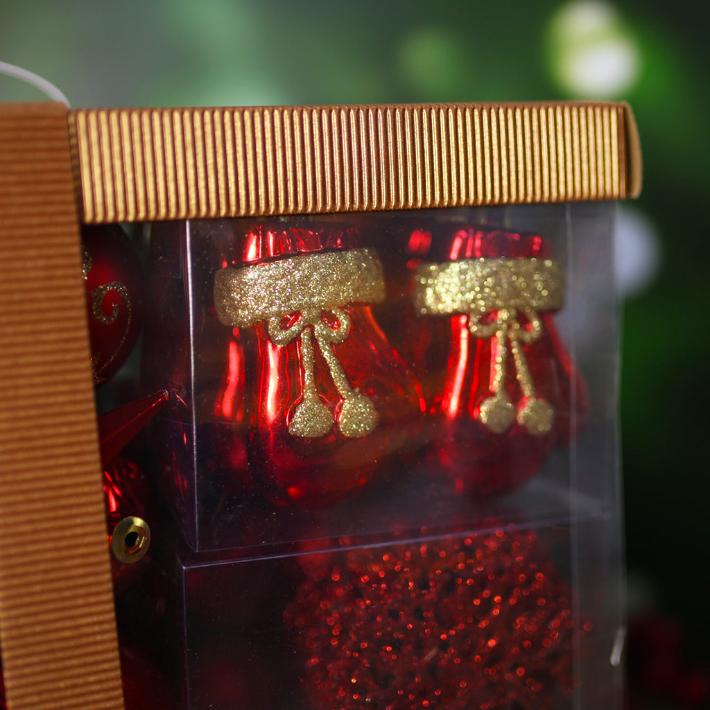 Christmas Tree Bauble 128pc Pack Red & Gold