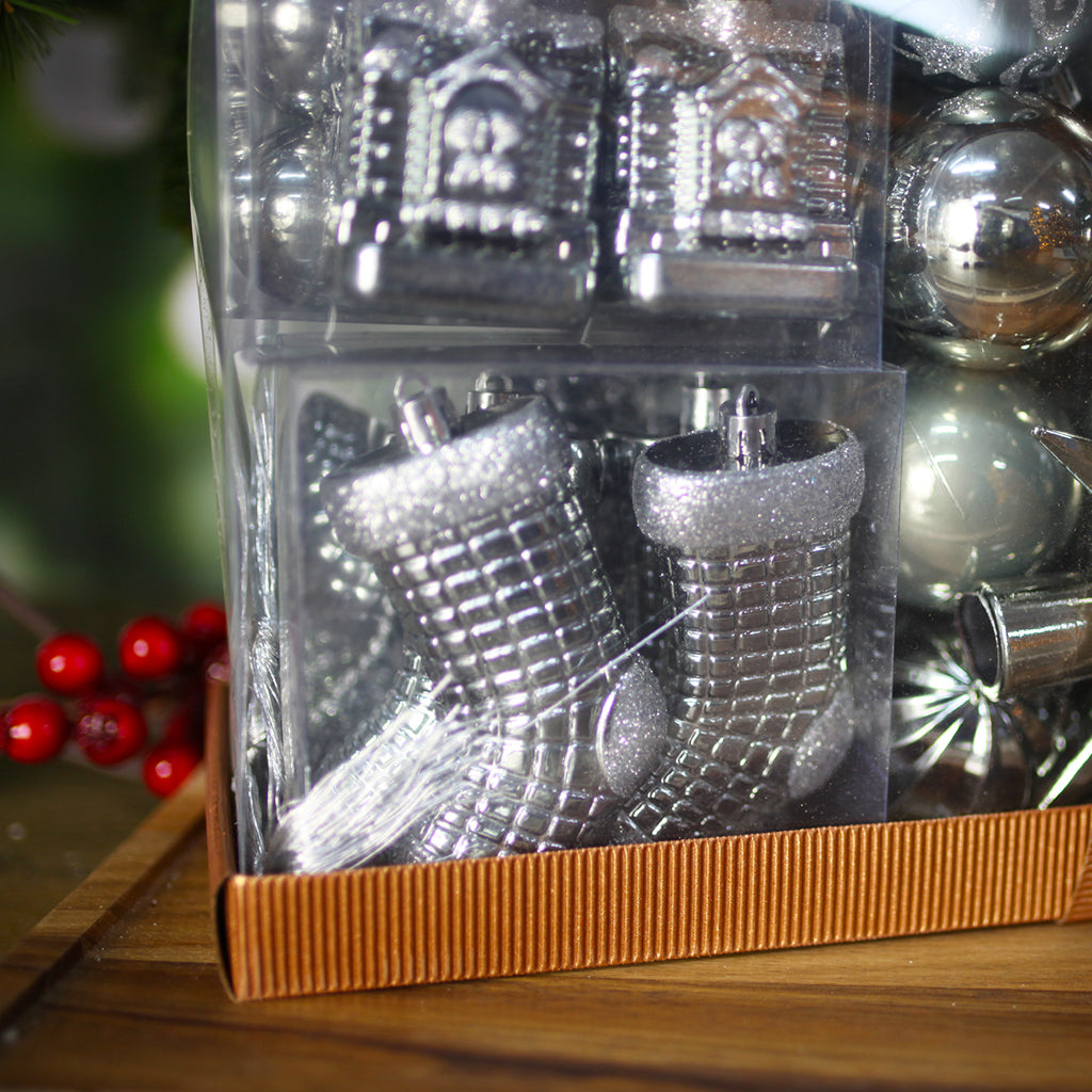 Christmas Tree Bauble 128pc Pack Silver