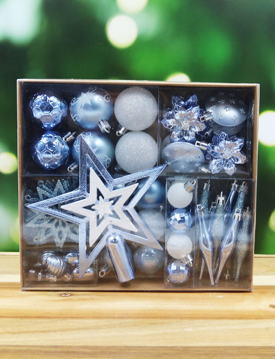 Light Blue Christmas Tree 45pc Bauble Pack