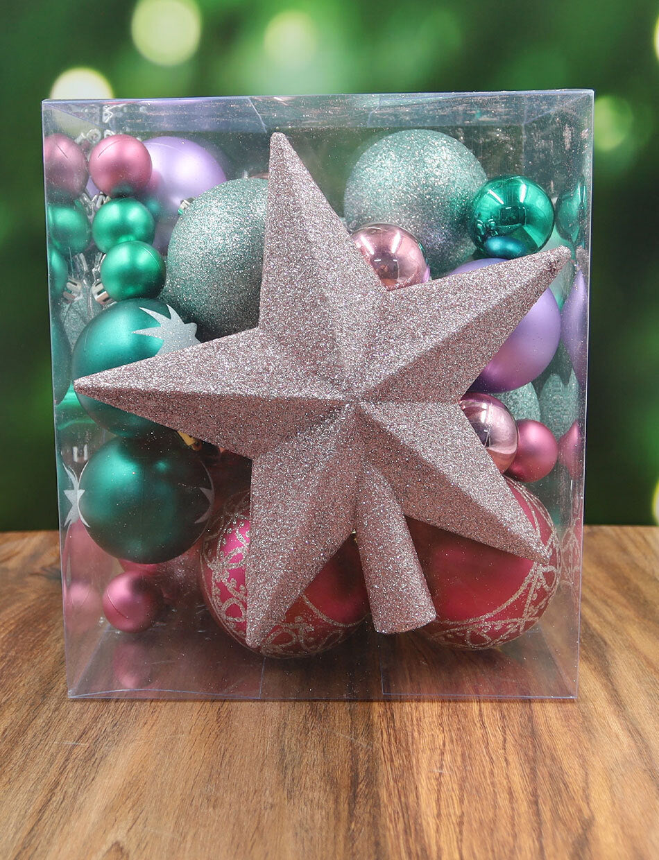 Hot Pink Rose Gold Teal 38 Ornamrnt Pack