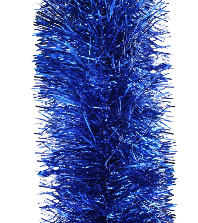 25m MID BLUE Christmas Tinsel 150mm wide
