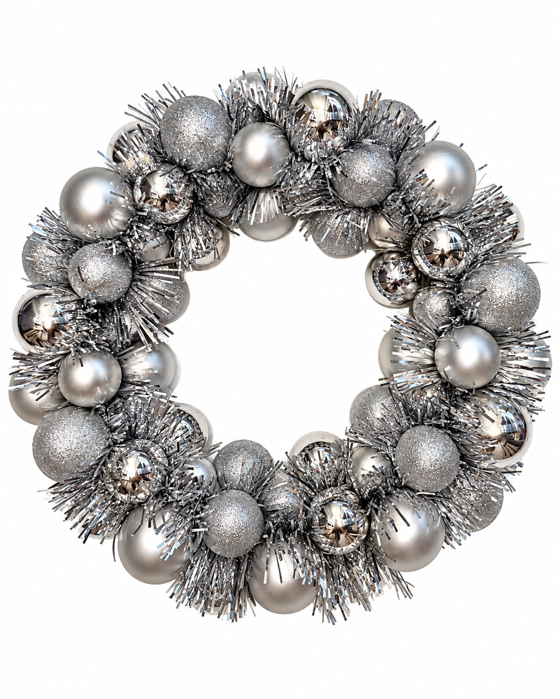 33cm Silver Bauble Wreath
