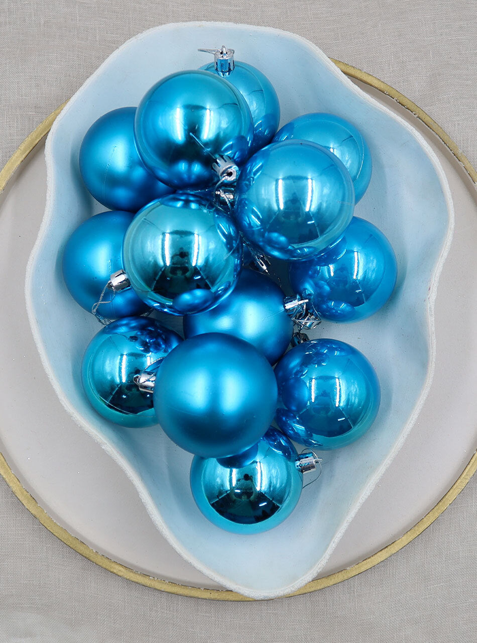 Sky Blue Christmas Baubles 70mm