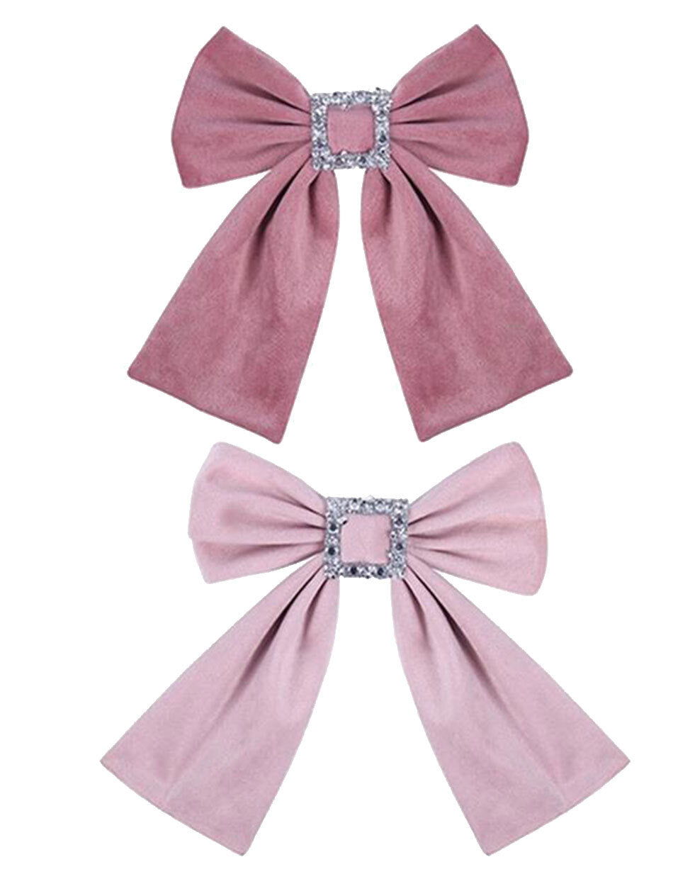 Dusty Pink & Pale Pink Christmas Tree Bow Velour 2 Pack
