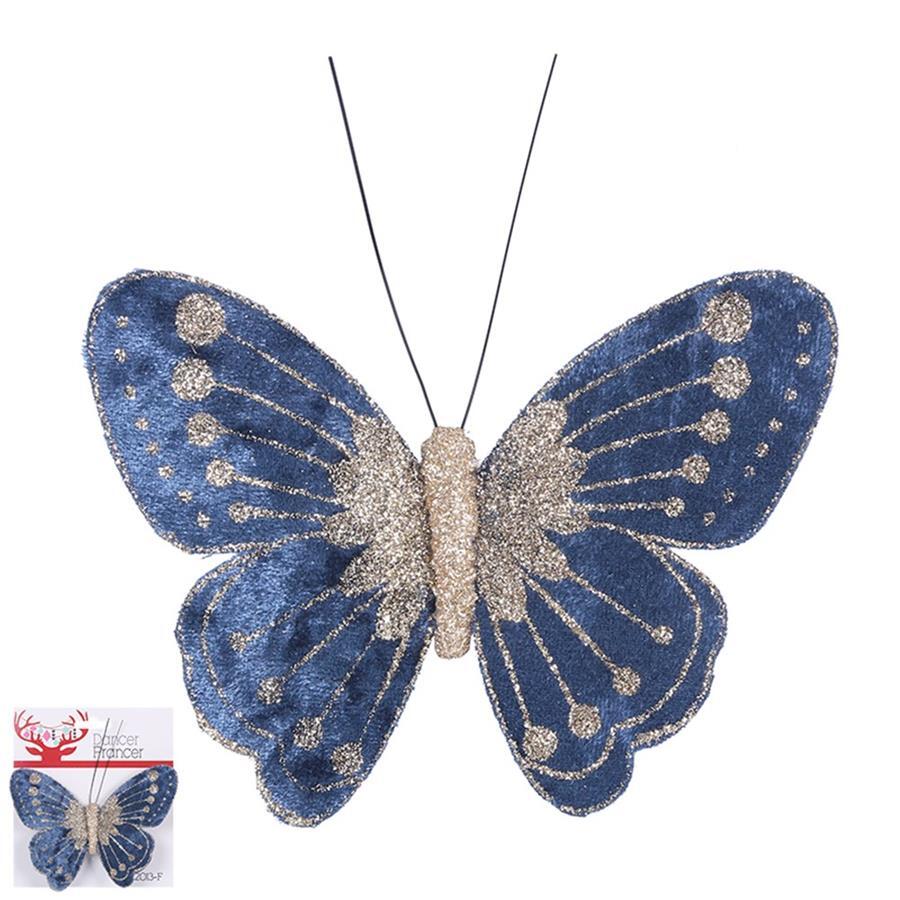 Butterfly Clip BLUE Velour 110mm