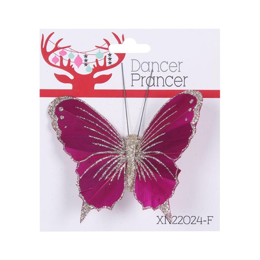 Butterfly Clip Hot Pink With Glitter 100mm
