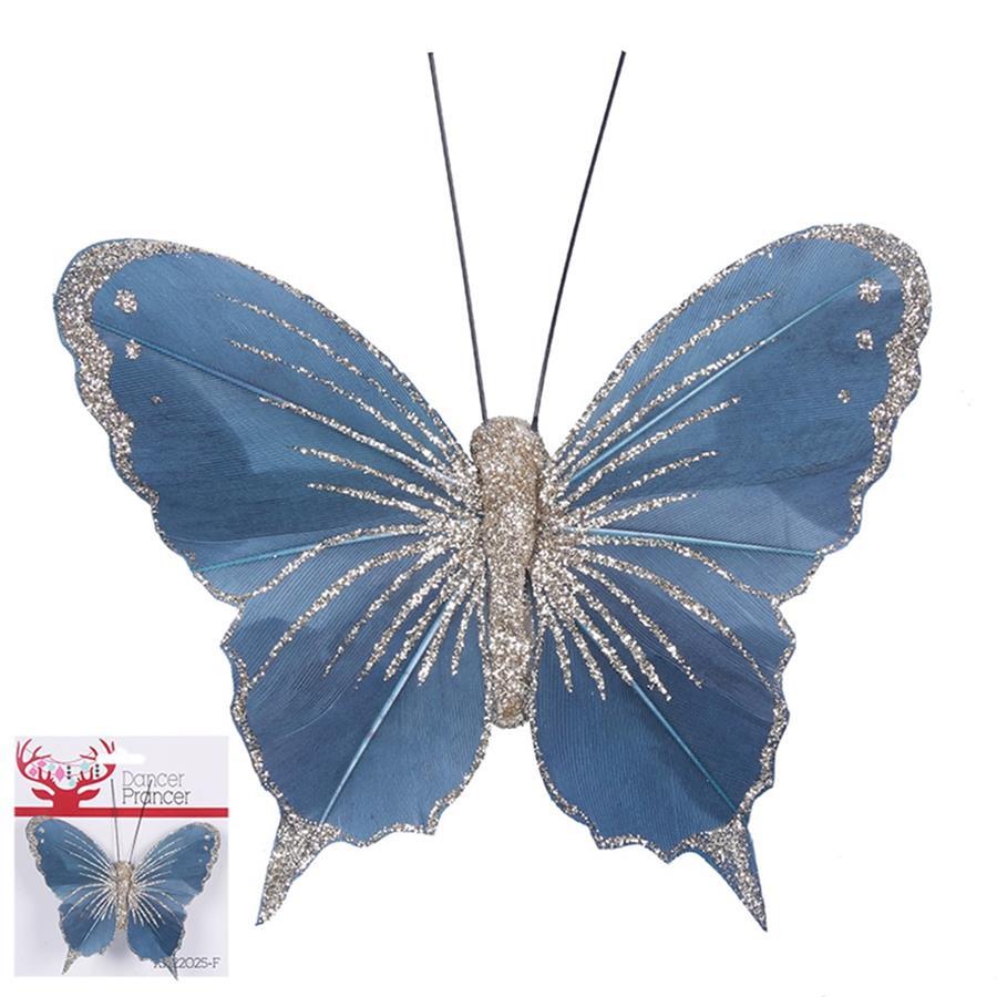 Butterfly Clip Busty Blue With Glitter 100mm