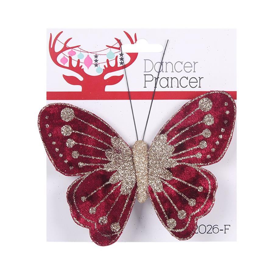 Butterfly Clip RED Velour 110mm