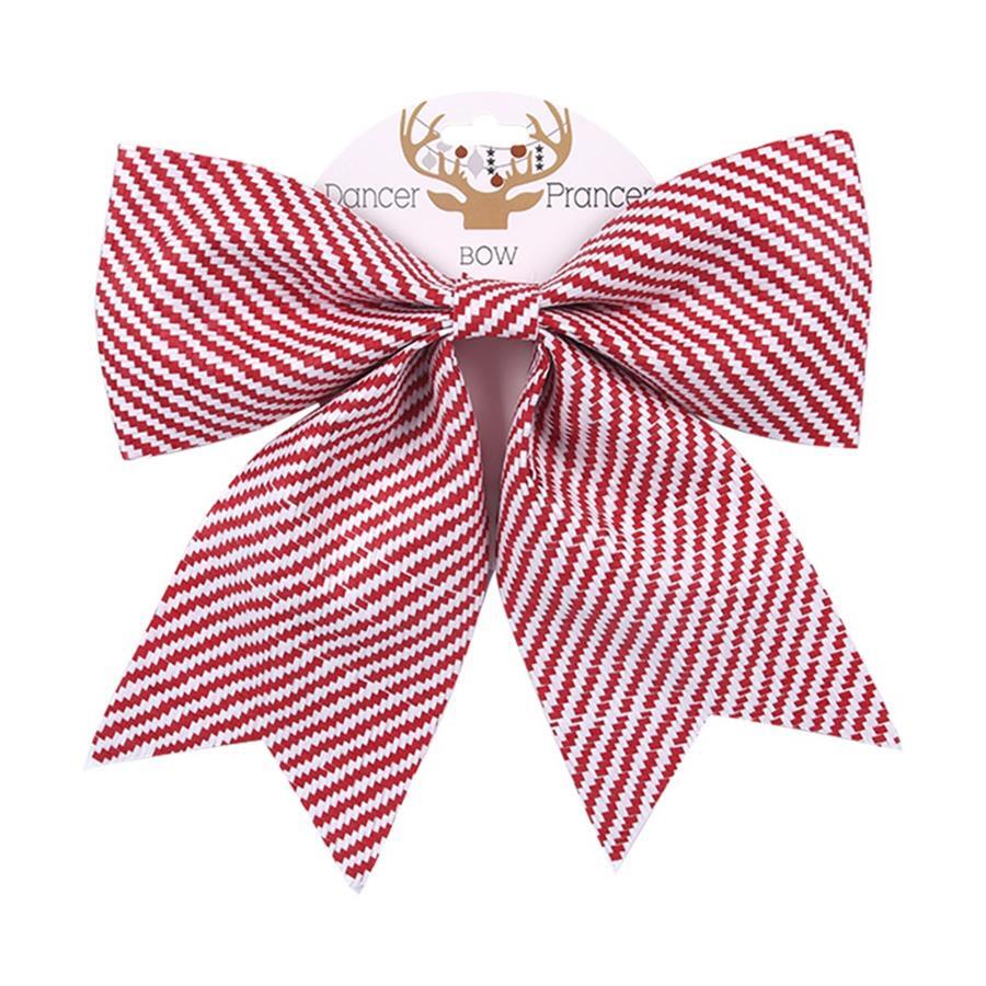 1 x Red and White Christmas Tree Bow 30cm