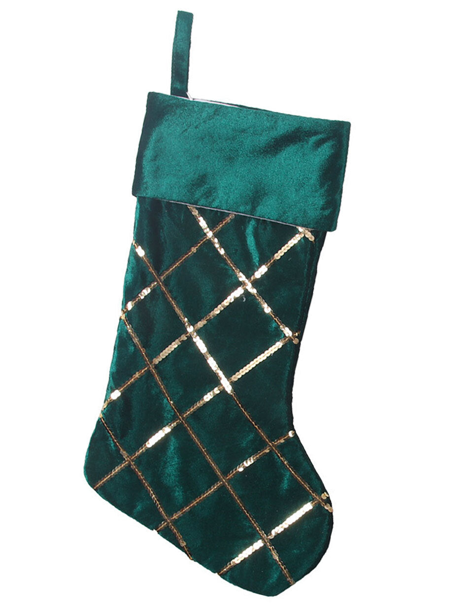 Green Lattice Christmas Stocking