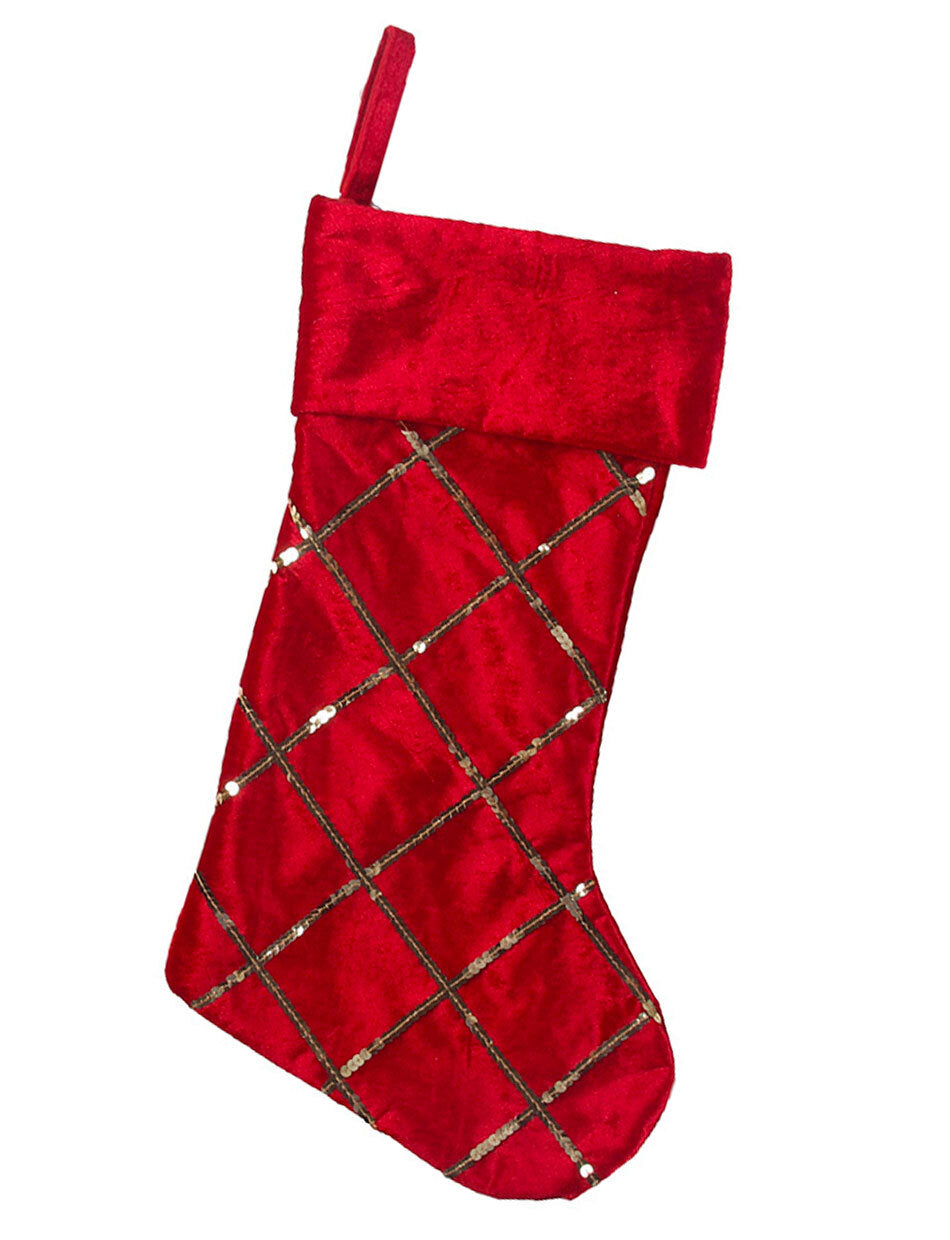 Red Lattice Christmas Stocking