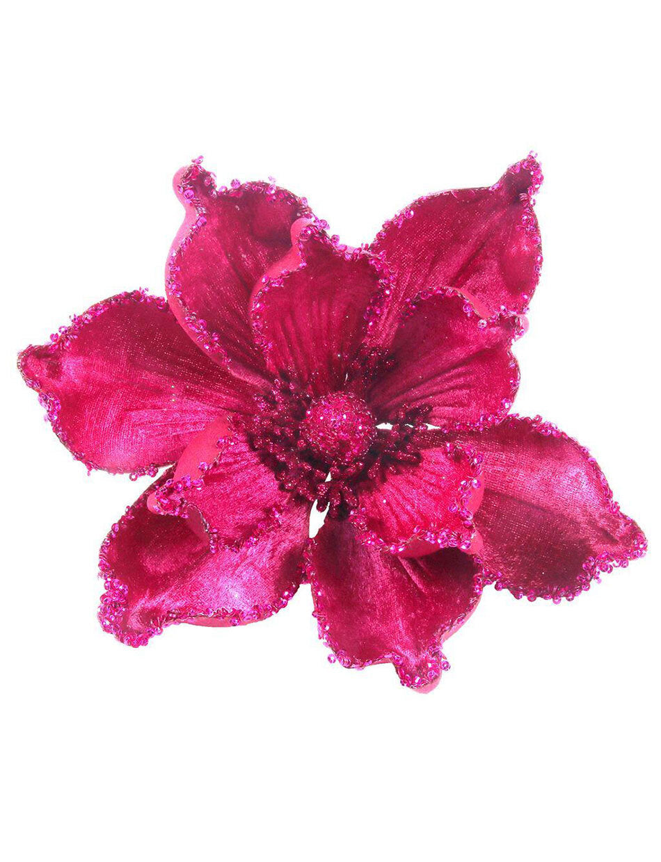 Magenta Magnolia Flower Christmas Tree Clip 23cm